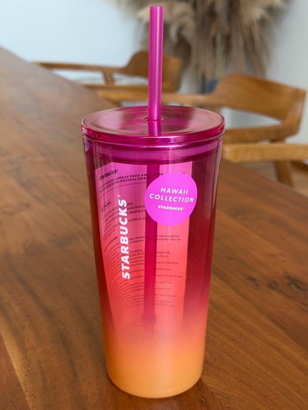 Starbucks Glass Tumbler Hawaii Exclusive - Sunset Pink and Orange Ombré  - 18oz